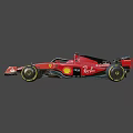 Ferrari Formula 1 Car With Red Background Shell Logo Streamlined Body And Black Rear Wing