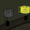 Two Modern Table Lamps With Transparent Crystal Shade And Black Base Illuminated On Table