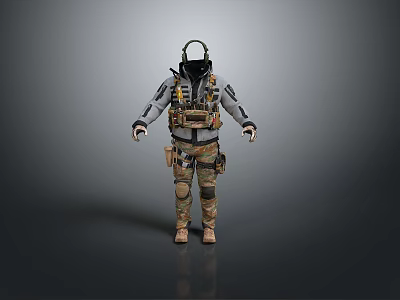 Professional Tactical Gear Set For Daily Use Including Helmet Goggles Vest And Camouflage Pants 3d model