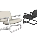 Modern Leisure Chairs With White And Black Upholstery And Metal Frame Design