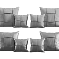 Gray Patchwork Decorative Pillows Set With Different Sizes For Home Decor 3d model