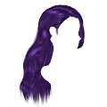 Stylish Purple Long Wavy Hair on White Head Silhouette Illustration