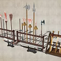 Chinese-style sword, sword and halberd, axe hook and fork display rack 3d model