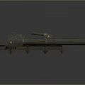 Old Fashioned Green Cannon With Metal Barrel And Carriage On Dark Background