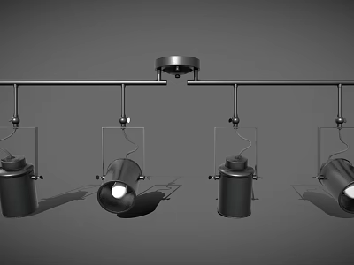 Modern Black Track Mounted Adjustable Downlights And Spotlights Lighting Fixtures 3d model
