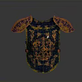Ancient Metal Armor Breastplate With Intricate Floral Carvings And Gold Accents 3d model