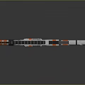 Futuristic Sci Fi Rifle With White Black Orange Striped Design And Tactical Scope
