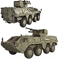 Military Green Wheeled Tank With Armored Body And Mounted Cannon System