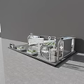 Modern Corporate Exhibition Hall Design With Booth Structure Display Screens And Green Plants