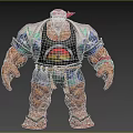 Game Movie Character Muscular With Rock Like Skin Red Bandana Tank Top And Flip Flops