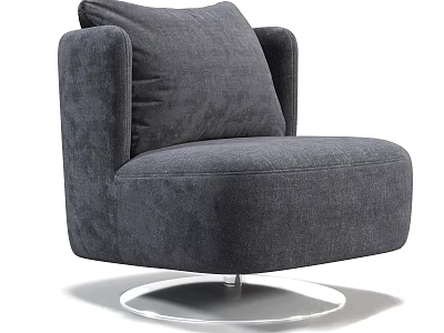 Modern Gray Fabric Accent Chair With Round Base And Comfortable Armrests Design 3d model