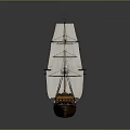 Classic Sailing Ship As Water Transport With Multiple Masts White Sails And Wooden Hull