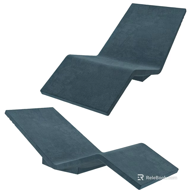 Modern Dark Blue Fabric Lounge Chair With Ergonomic Design For Comfortable Relaxation 3d model 