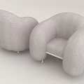 Gray Fabric Single Sofa With Round Armrests Curved Backrest And Modern Design