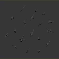 Game Movie Characters Gray Humanoid Models in Various Poses Arranged in Circle on Gray Background