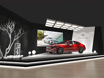 Modern exhibition Mercedes-Benz background car platform 3d model