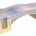 Decorative Arch Bridge as Road Facility with Ornate Railings Stone Base and Gray Pavement