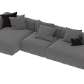 Modern Gray Sectional Sofa Design With Plush Pillows And Modular Seating 3d model