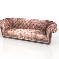 Vintage Style Pink And Brown Patterned Sofa With Carved Armrests Design