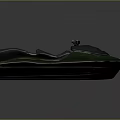 Stylish Green And Black Motorboat With Streamlined Design And Comfortable Seats