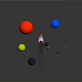Vibrant Space Scene With Colorful Planets Small Spaceship Stars And Debris