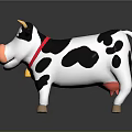 Cute Cartoon Cow Doll With Black White Spots Red Collar Yellow Bell And Pink Nose