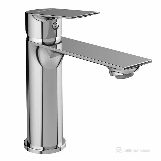 Modern Chrome Bathroom Faucet With Single Handle And Extended Spout Design 3d model 
