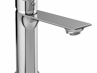 Modern Chrome Bathroom Faucet With Single Handle And Extended Spout Design 3d model