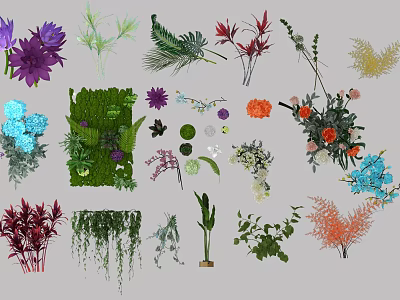 Decorative Floral Installation With Vibrant Flowers Green Plants And Natural Elements 3d model