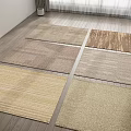 Multiple Square Carpets In Neutral Tones With Striped And Plain Textures For Home Decor 3d model