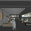 Modern Simple Sinking Courtyard Landscape Gallery Pavilion 3d model