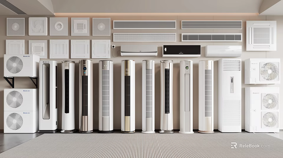 Air Conditioner Fans With Modern Standing Designs And Various Styles For Indoor Use 3d model 