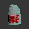 Household Cleaning Product Silver Plastic Container With Red Cap And Caution Label