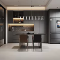 Modern Minimalist Open Plan Dining And Kitchen Interior Design With Sleek Cabinets And Dining Chairs