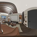 Stylish Living Room Interior With Brown Sofa Coffee Table Decorative Vase And Stone Wall