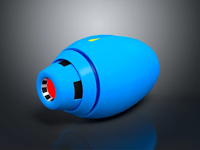 Blue Oval Shaped Equipment With Red Black Components And Modern Design 3d model