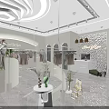 Stylish Clothing Store With White Interior Mannequins Hanging Clothes And Plants