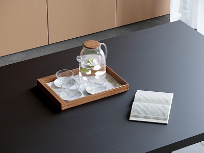 Modern Desktop Ornaments Coffee Table Ornaments Glass Kettle Water Cup Open Book Tray 3d model