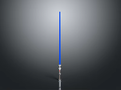 Blue Lightsaber Weapon With Silver Hilt And Glowing Long Blade 3d model