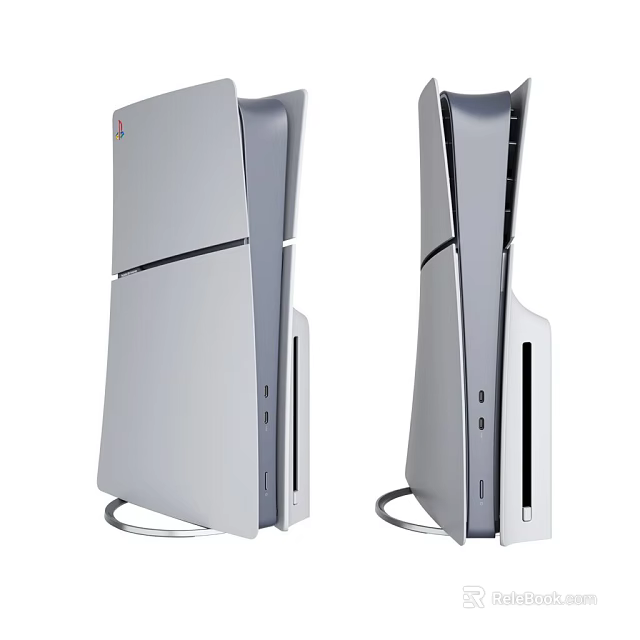 Silver Entertainment Electronics Consoles With Modern Sleek Design For Home Entertainment 3d model 