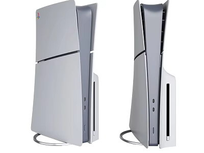 Silver Entertainment Electronics Consoles With Modern Sleek Design For Home Entertainment 3d model