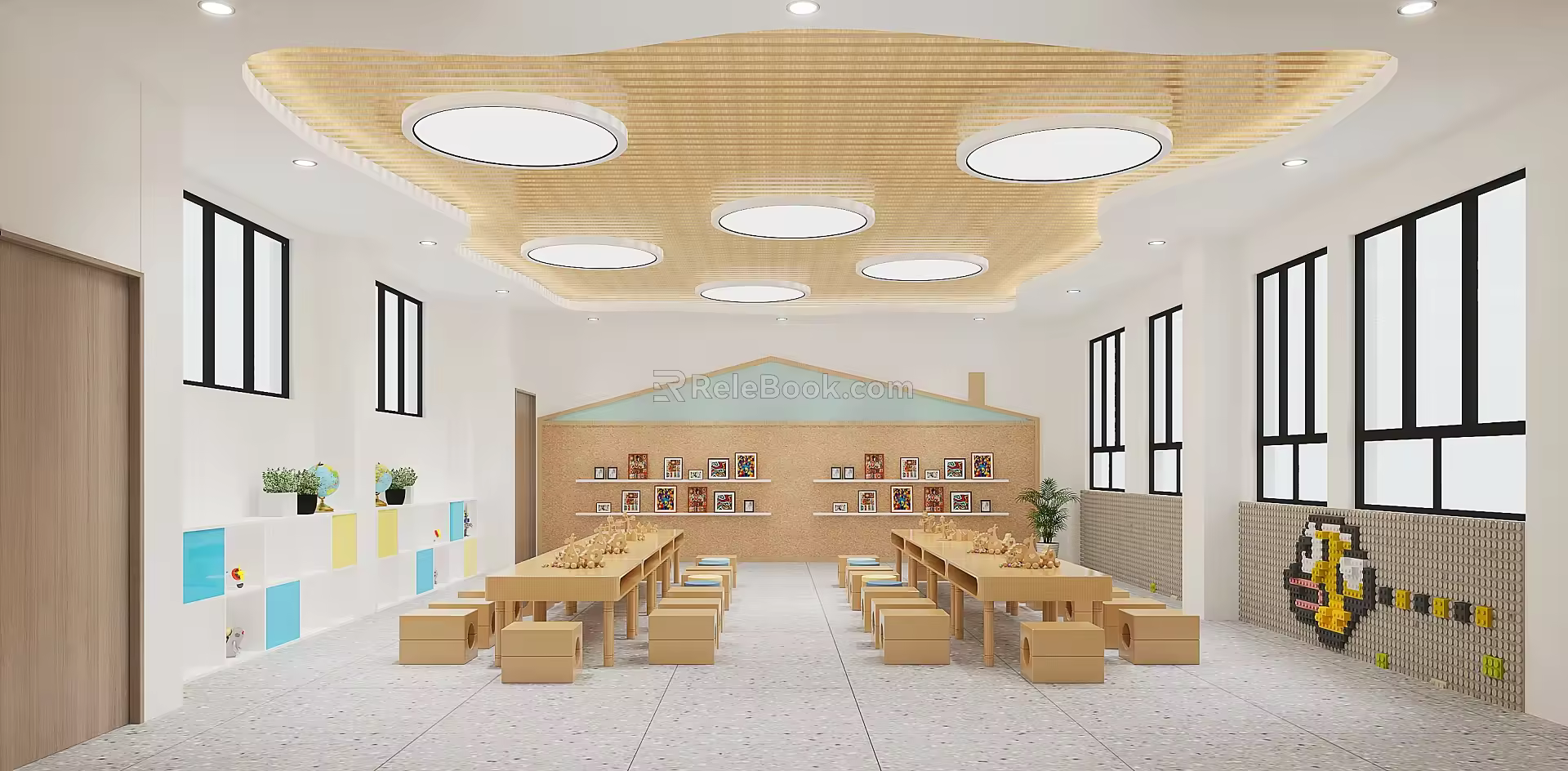 Modern Classroom Children's Handmade Classroom Smart Interactive Classroom Building Blocks Domino Classroom Carpentry Classroom 3d model