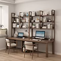 Study desk bookshelf combination 3d model