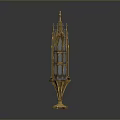 Golden Decorative Tower Ornament With Intricate Brass Structure And Spire Top