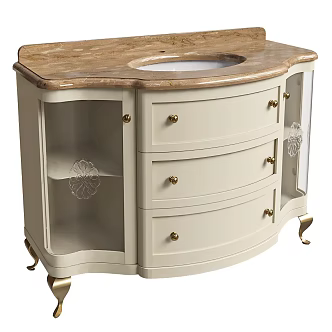 French Bathroom Cabinet Washstand 3d model