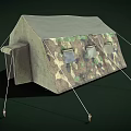 Outdoor Camouflage Sunshade Canopy With Multiple Windows And Support Ropes Design 3d model