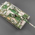 3D Rendered Military Tank With Green White Brown Camouflage Turret Gun Barrel And Tracks
