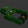 Green Kids Toy Construction Vehicle With Yellow Frame Big Wheels And Front Loader Bucket