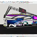 Modern Exhibition Booth in Changchun Northeast Asia Region with Curved Structure and Blue Lighting