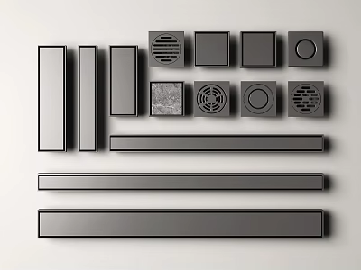 Durable Dark Building Components with Rectangular Square Circular Grille Shapes for Interior Design 3d model